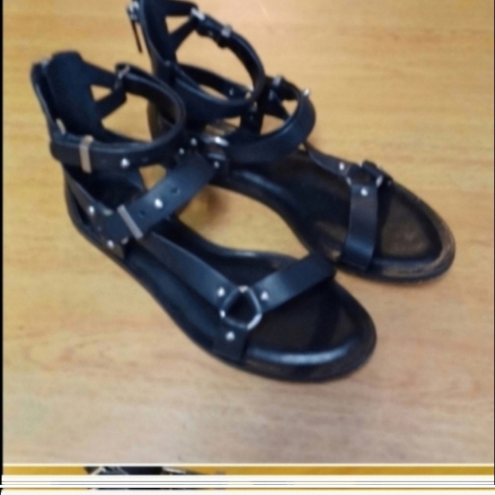 1. STATE Gladiator style flat sandals FESTIVAL LEATHER Bohemian Black
